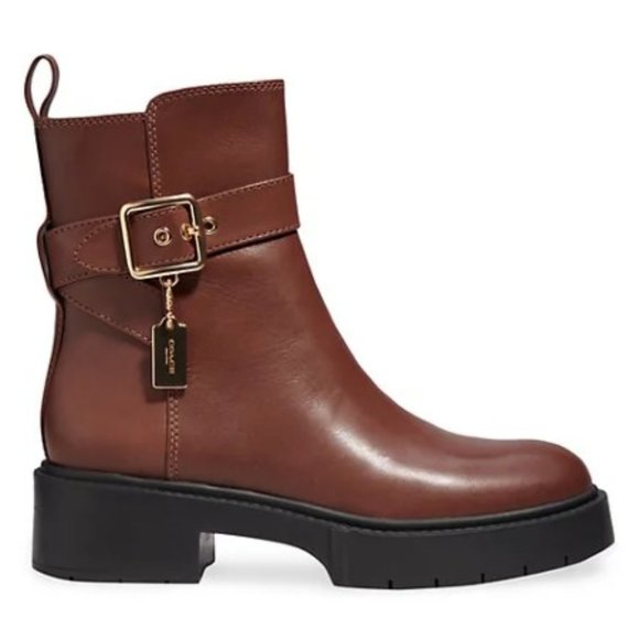 Coach Shoes - COACH Lacey Leather Lug-Sole Ankle Boots